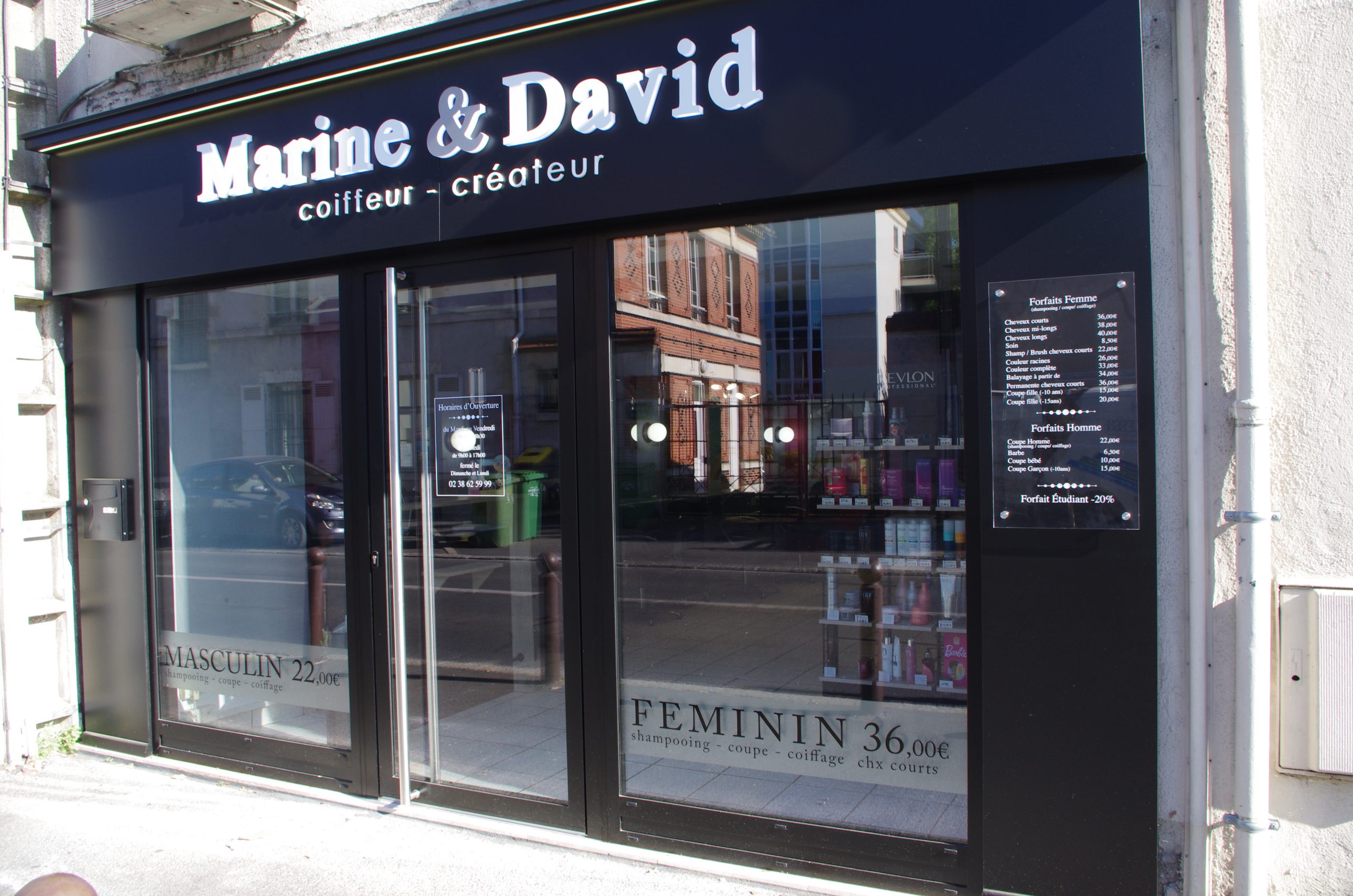 MARINE & DAVID - façade et enseigne salon de coiffure par France Enseignes