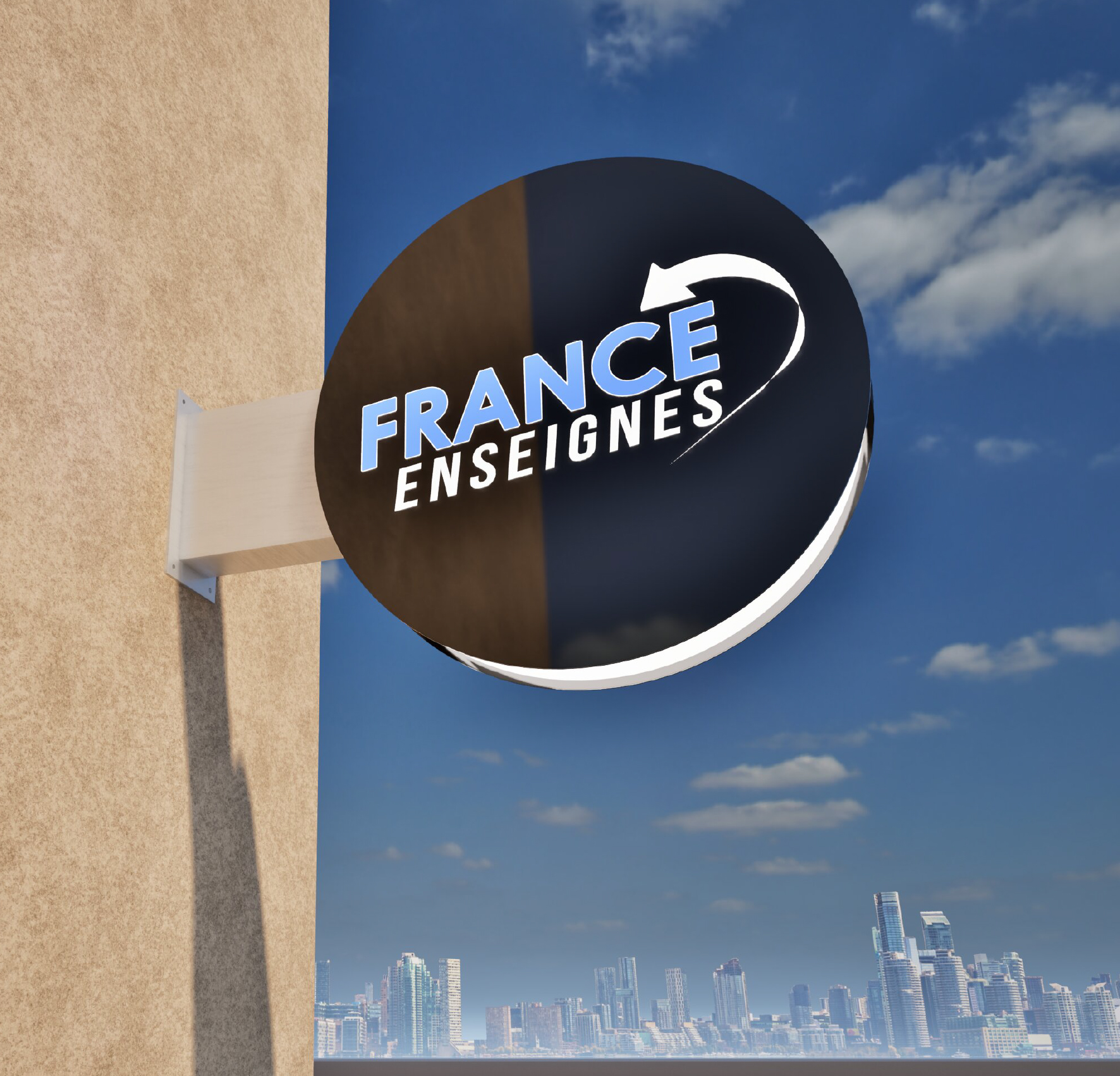 DRAPEAU ROND ALUMINIUM - Caisson Lumineux Monobloc – Image 2