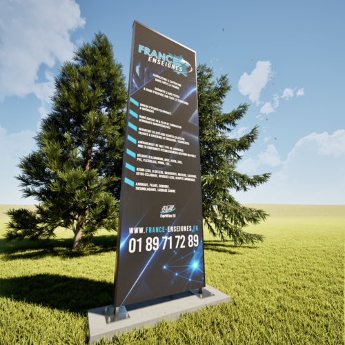 Totem Profilé Aluminium Droit 4m Lumineux Jour