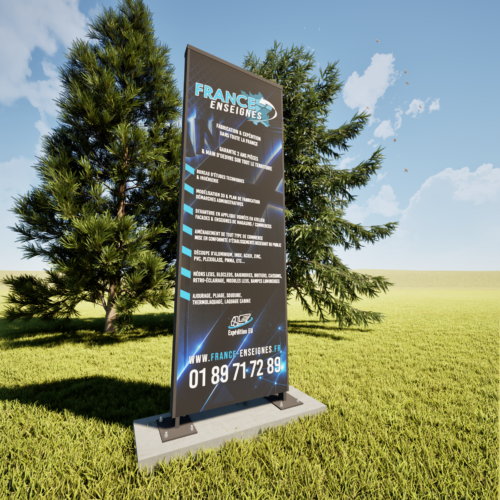 Totem profilé aluminium Droit 3m Lumineux Jour